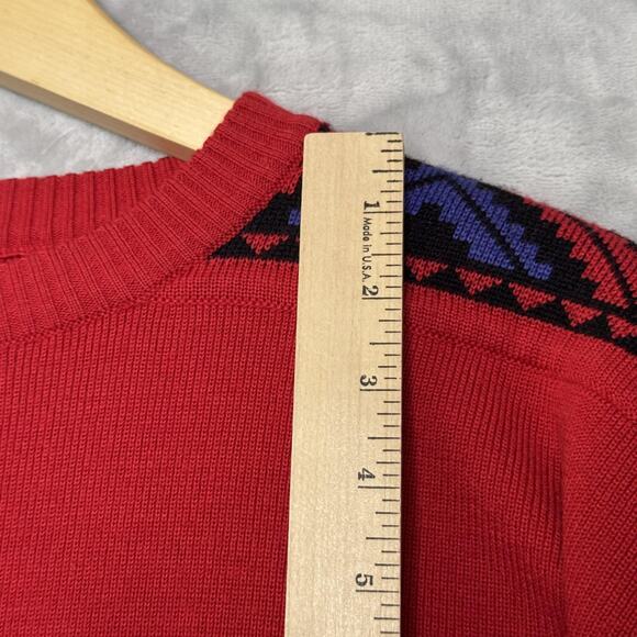 Vintage Demetre Sweater Mens Large Wool Blend Geometric Knit 80s Hong Kong - Picture 11 of 15